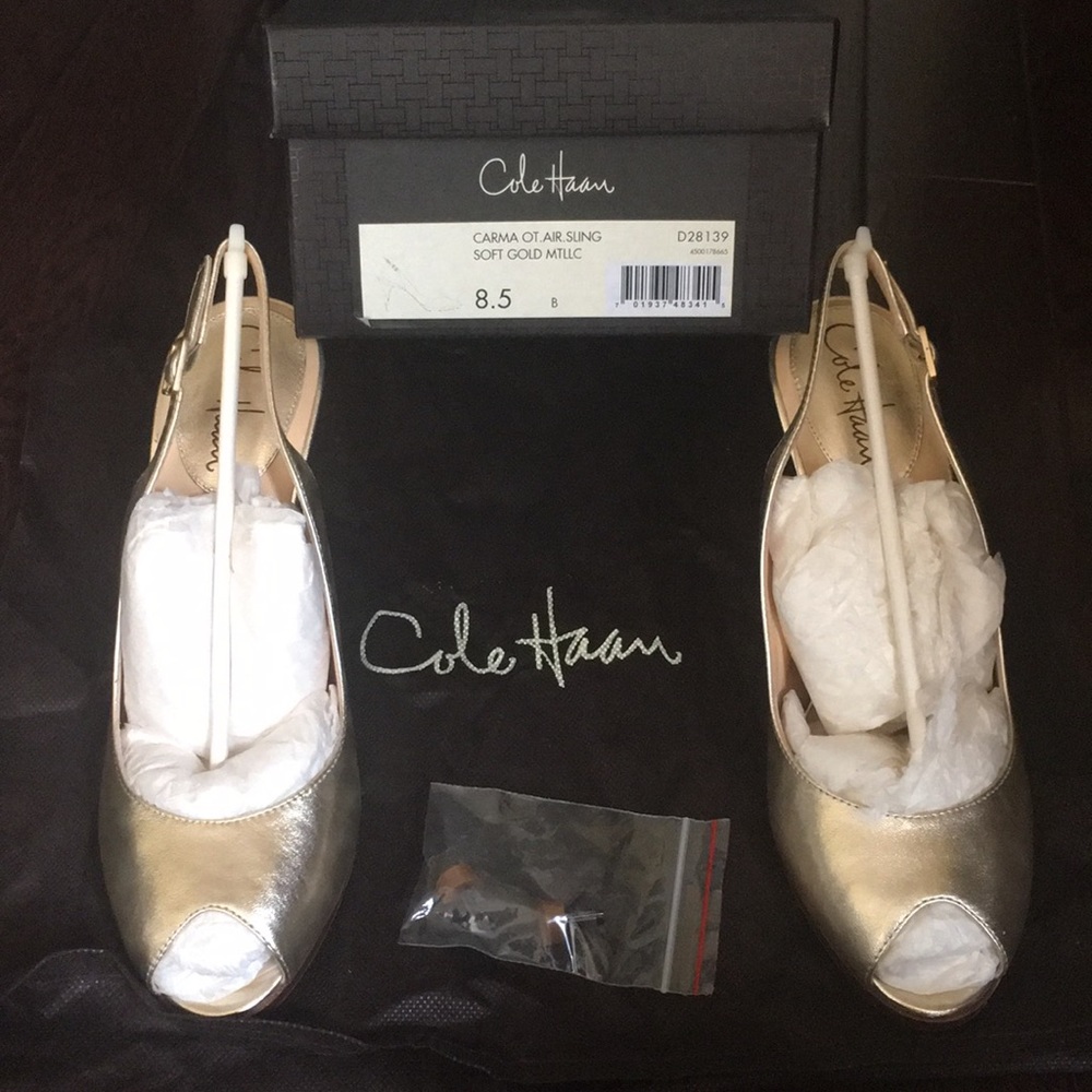 🆕 Cole Haan Carma Air, gold sling back